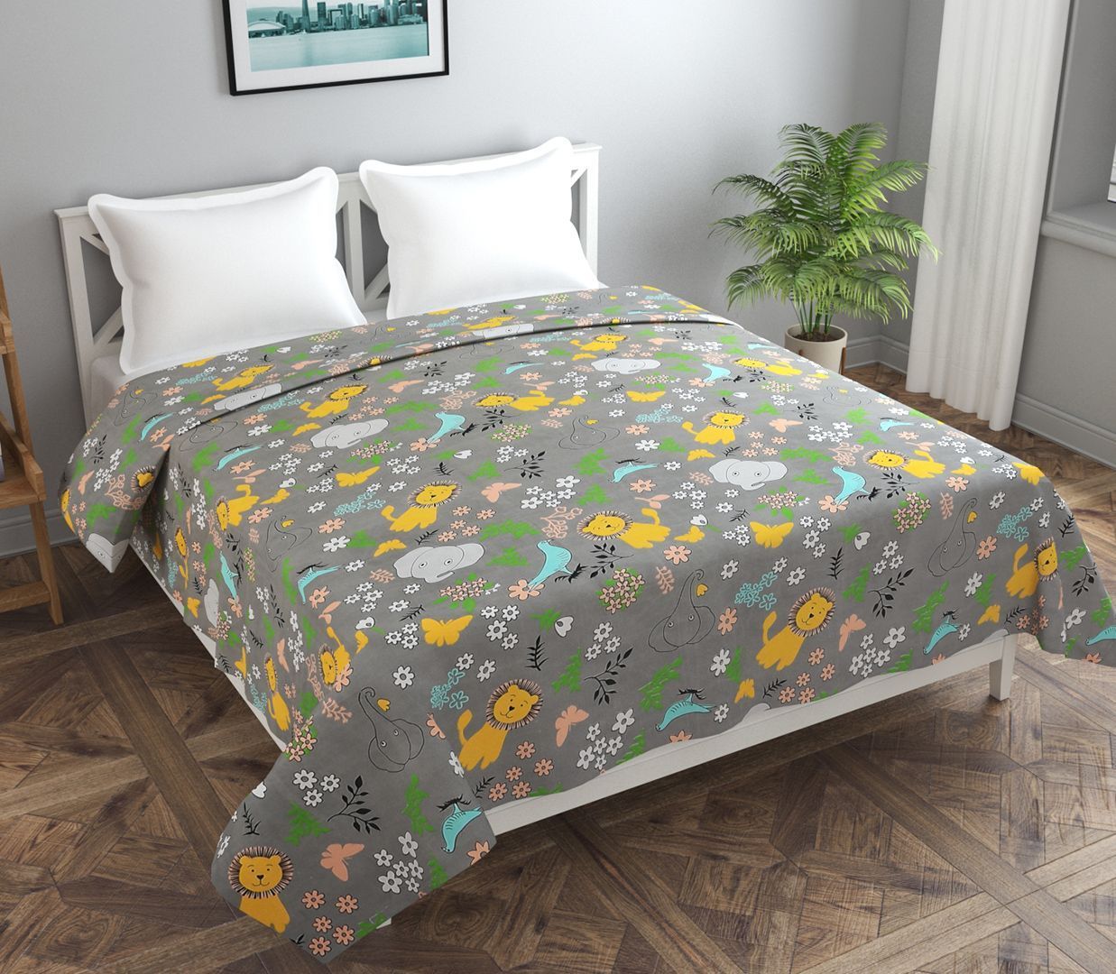 MORADO Polycotton Double Bed Quilt Cover / Duvet Cover / Rajai Cover / Blanket Cover with Zipper (90x100 Inches, Jungle Book)