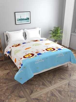 MORADO Polycotton Double Bed Quilt Cover / Duvet Cover / Rajai Cover / Blanket Cover with Zipper (90x100 Inches, White Lion)