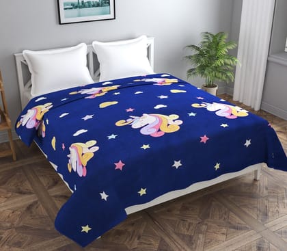 MORADO Polycotton Double Bed Quilt Cover / Duvet Cover / Rajai Cover / Blanket Cover with Zipper (90x100 Inches, Blue Unicorn)