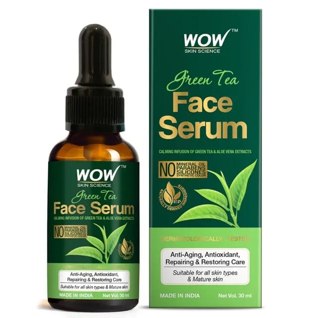 WOW Green Tea Face Serum - With Green Tea & Aloe Vera Extracts - For Repairing & Restoring Skin - 30 ml