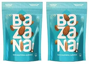 Bazana - California Dried Almonds 200gx2 | High Fiber & Immune Boosting | Gluten-Free & Skin-Nourishing | Antioxidant Rich, Energy-Boosting, Heart-Healthy Snack | Ideal for Recipes, Brown