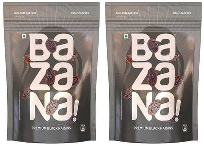 Bazana Premium Seedless Kismis: Nutritious Long Green Raisins - Dried Grapes Kishmish - 200g x 2 in Ziplock Pouch - Rich in Iron & Vitamin B