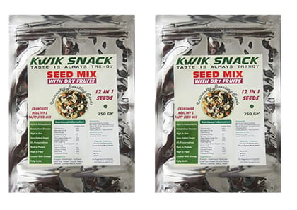 KWIK SNACK Combo Pack of 2 -12 in 1 Seeds + Dry Fruit Mix (250 GM Each) 2 X 250 GM =500 GM