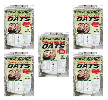 KWIK SNACK COMBO PACK OF 5 JUMBO ROLLED OATS OF (400 GM EACH) 5 X 400 GM = 2 KG