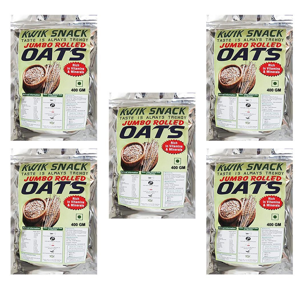 KWIK SNACK COMBO PACK OF 5 JUMBO ROLLED OATS OF (400 GM EACH) 5 X 400 GM = 2 KG