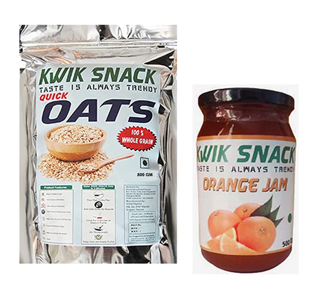 COMBO PACK OF ORANGE JAM (500 GM) & QUICK OATS (800 GM) - (OATS WILL BE PACKED IN PLASTIC BOTTLE OR POUCH)