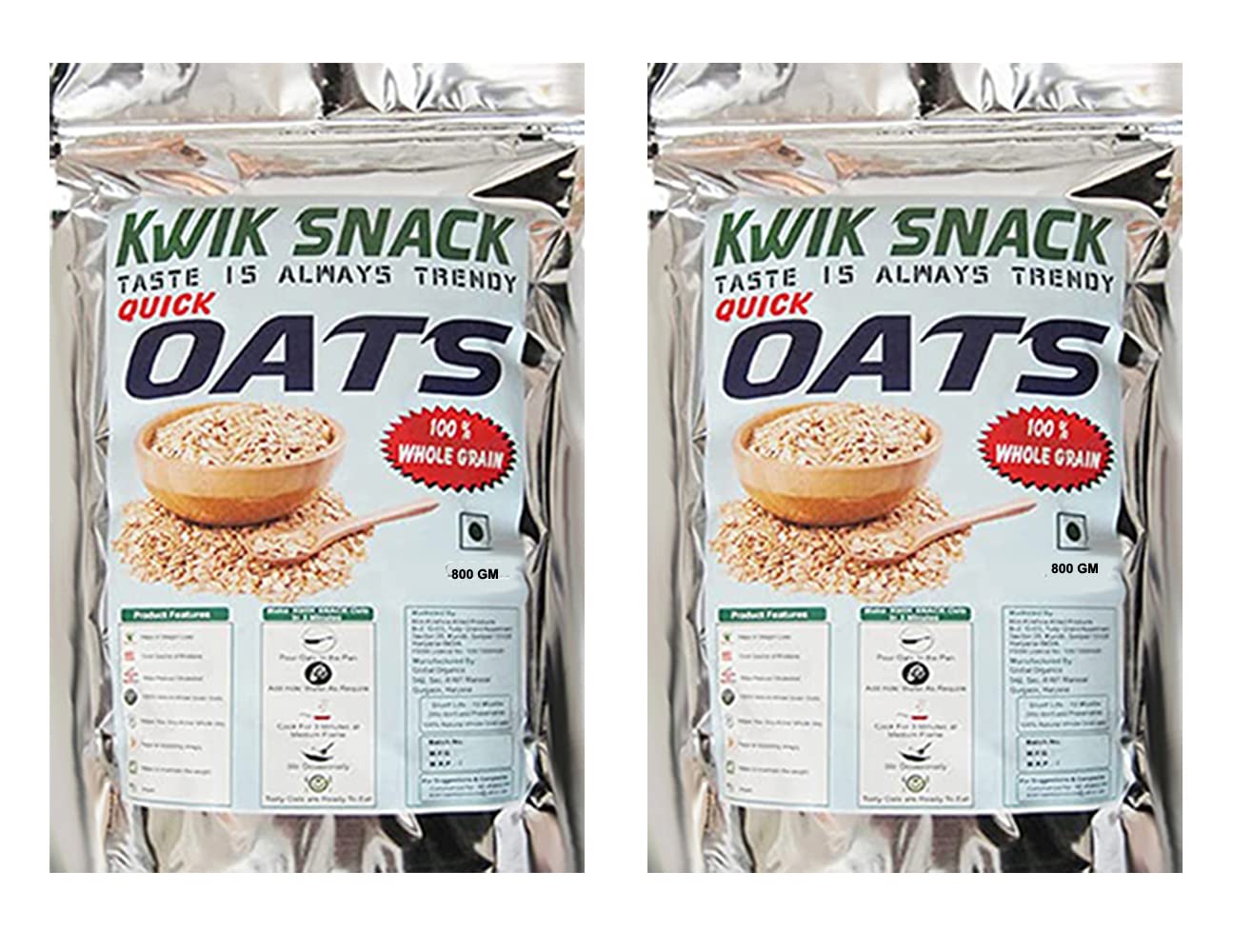 KWIK SNACK COMBO PACK OF 2 QUICK OATS - 800 GMEACH