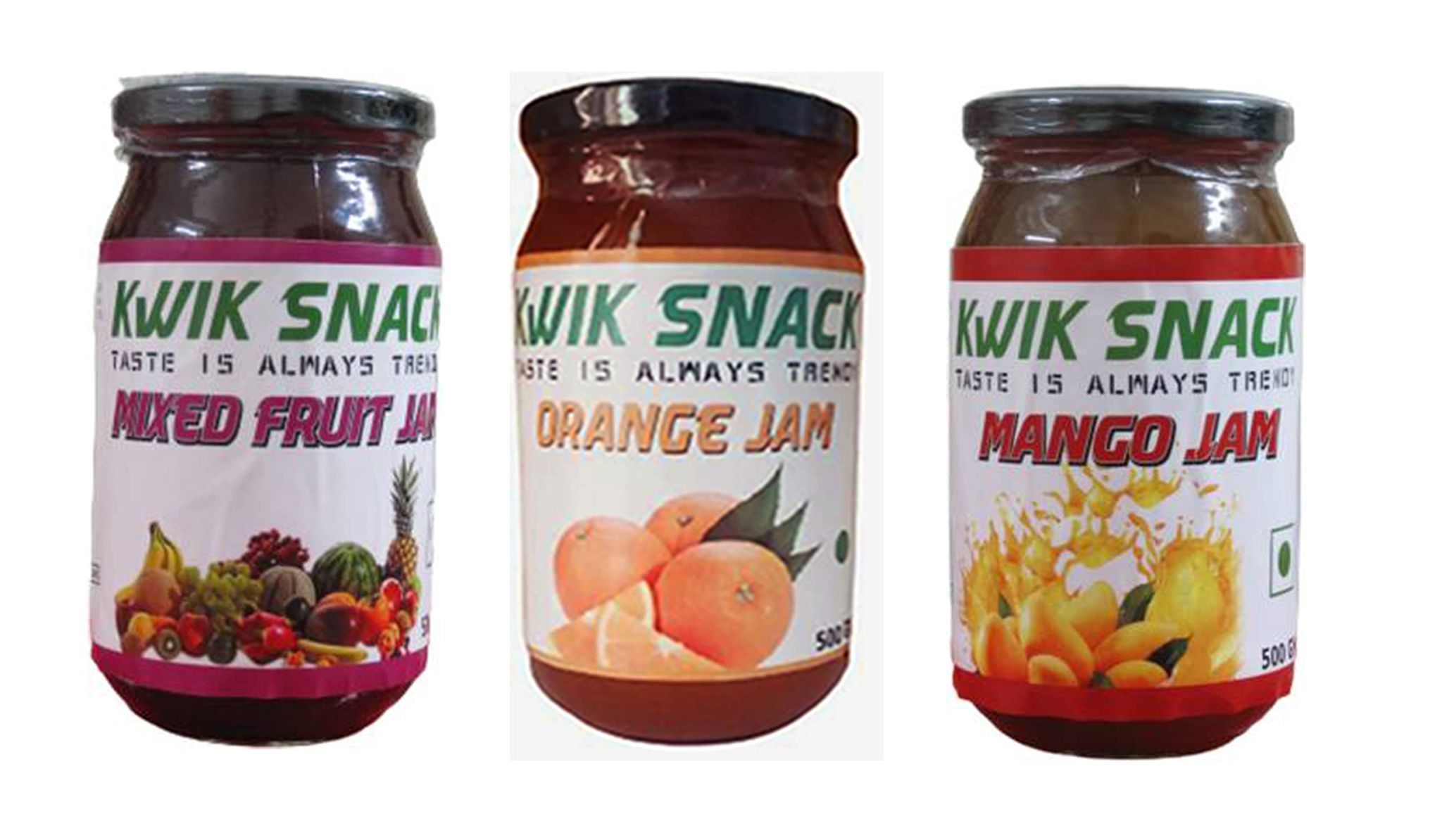 KWIK SNACK COMBO PACK OF 3 MIXED FRUIT, MANGO & ORANGE JAM