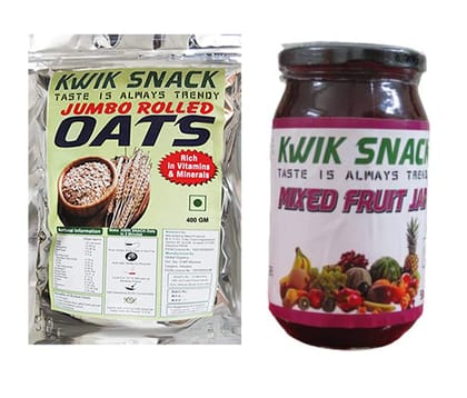 MIXED FRUIT JAM (500 GM) & JUMBO ROLLED OATS (400 GM) - (OATS WILL BE PACKED IN PLASTIC BOTTLE OR POUCH)