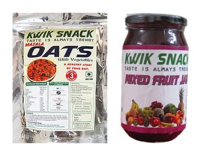 COMBO PACK OF MIXED FRUIT JAM (500 GM) & MASALA OATS (400 GM) - (OATS WILL BE PACKED IN PLASTIC BOTTLE OR POUCH)