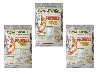 Delicious & Crunchy MUSELI FRUIT & NUTS ( (3 X 200 GM)-600 GM