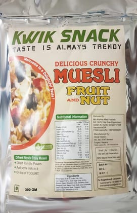 KWIK SNACK Delicious & Crunchy MUSELI FRUIT & NUTS (300 GM)