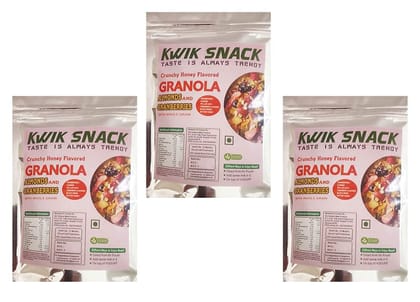 Kwik snack Honey Coated Granula Almonds & Cranberry (3 X 150 GM = 450 GM)