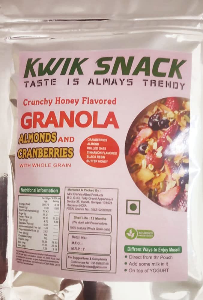 Kwik snack Honey Coated Granula Almonds & Cranberry (150 GM)