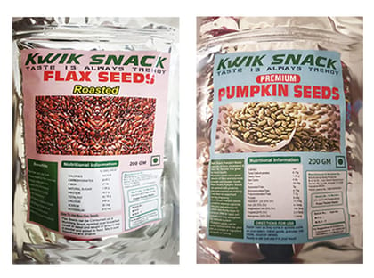 KWIK SNACK Combo of Flax Seeds (200 GM) & Pumpkin Seeds (200GM) - Seeds for Eating | Non-GMO | Diet Snacks