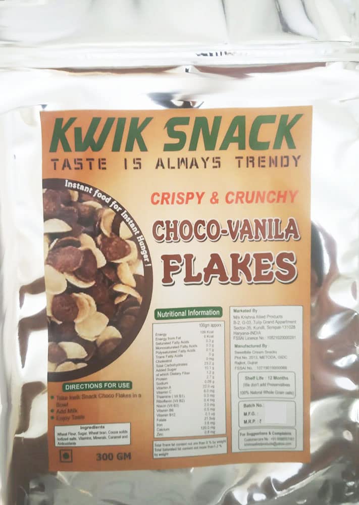 KWIK SNACK Crispy & Crunchy CHOCO VANILA FLAKES (300 GM)