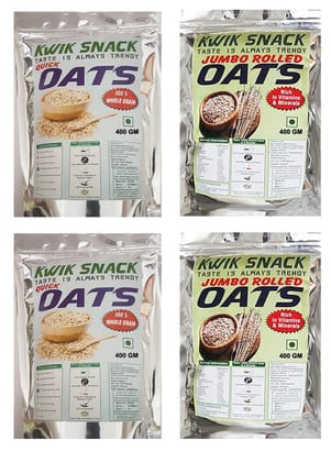 COMBO PACK OF 2 QUICK OATS & 2 JUMBO ROLLED OATS (400 GM EACH) 400 X 4 = 1600 GM