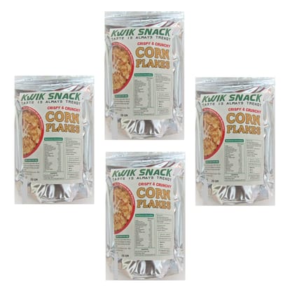 COMBO PACK OF 4 KWIK SNACK Crispy & Crunchy Corn Flakes (300 GM EACH) 4 X 300 GM -.1.2 KG