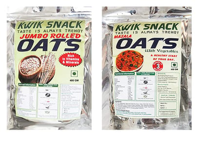 COMBO PACK OF MASALA OATS & JUMBO ROLLED OATS (2 X 400 GM)