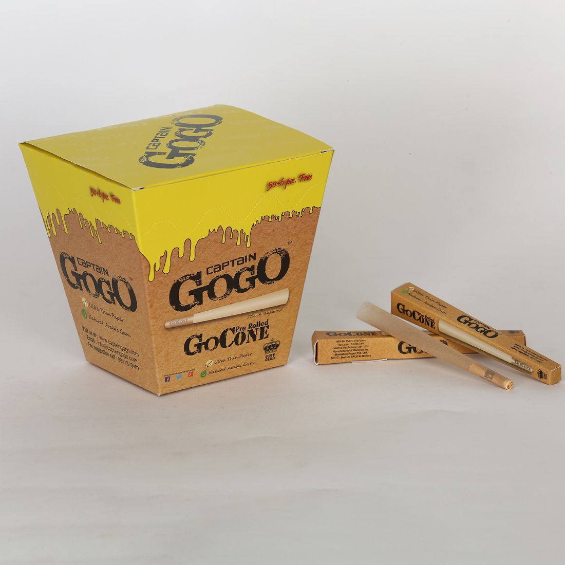 CAPTAIN GOGO Pre rolled 56 pieces cones And GIFT INSIDE THE BOX Pre rolled King Size 13 gsm Paper Roll (Set of 1, Brown)