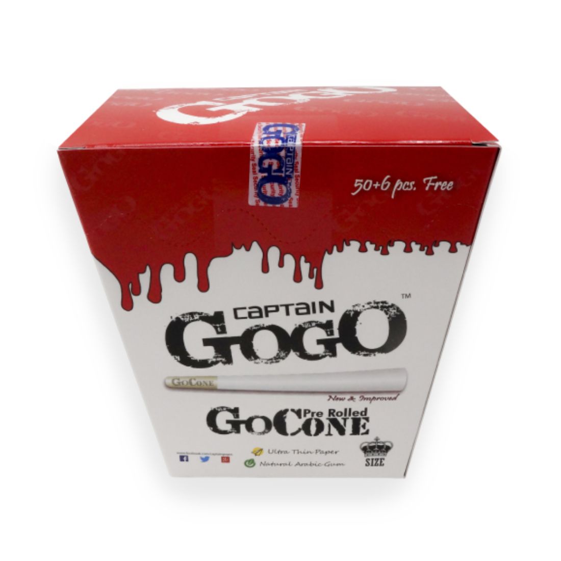 Captain GoGo paper Pre Rolled 56 cone bleaches gogo cone pre-Rolled King Size 13 gsm Paper Roll (Set of 56, White)