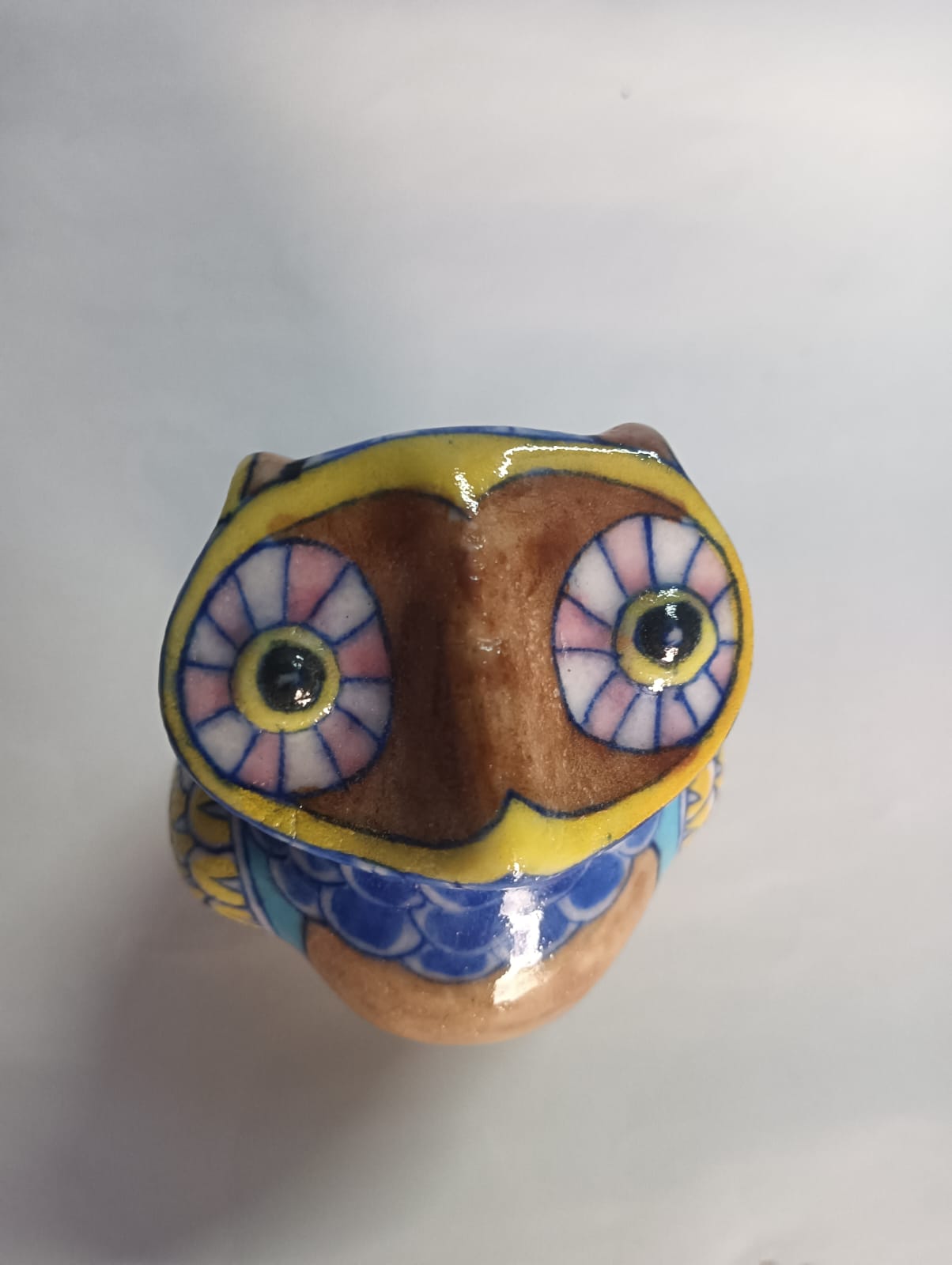 Blue Pottery Owl