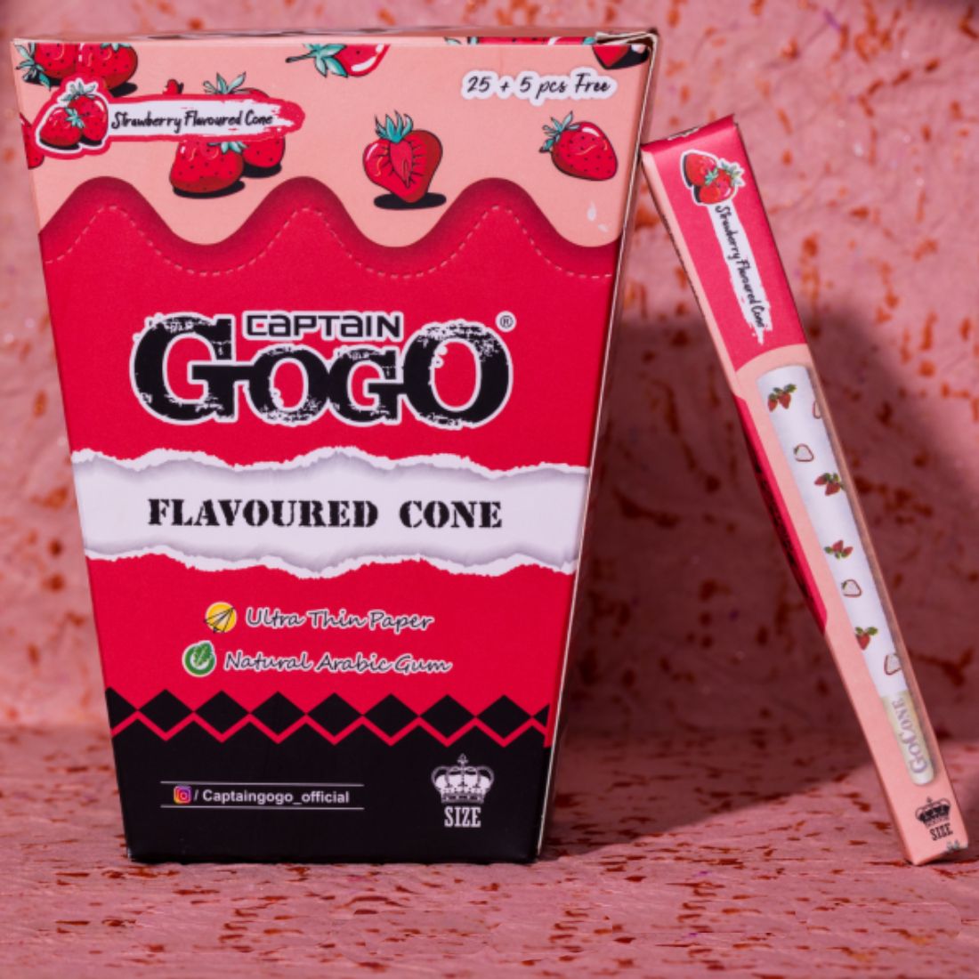 Captain Gogo Pack of 30 Strawberry Flavour Pre-rolled cones