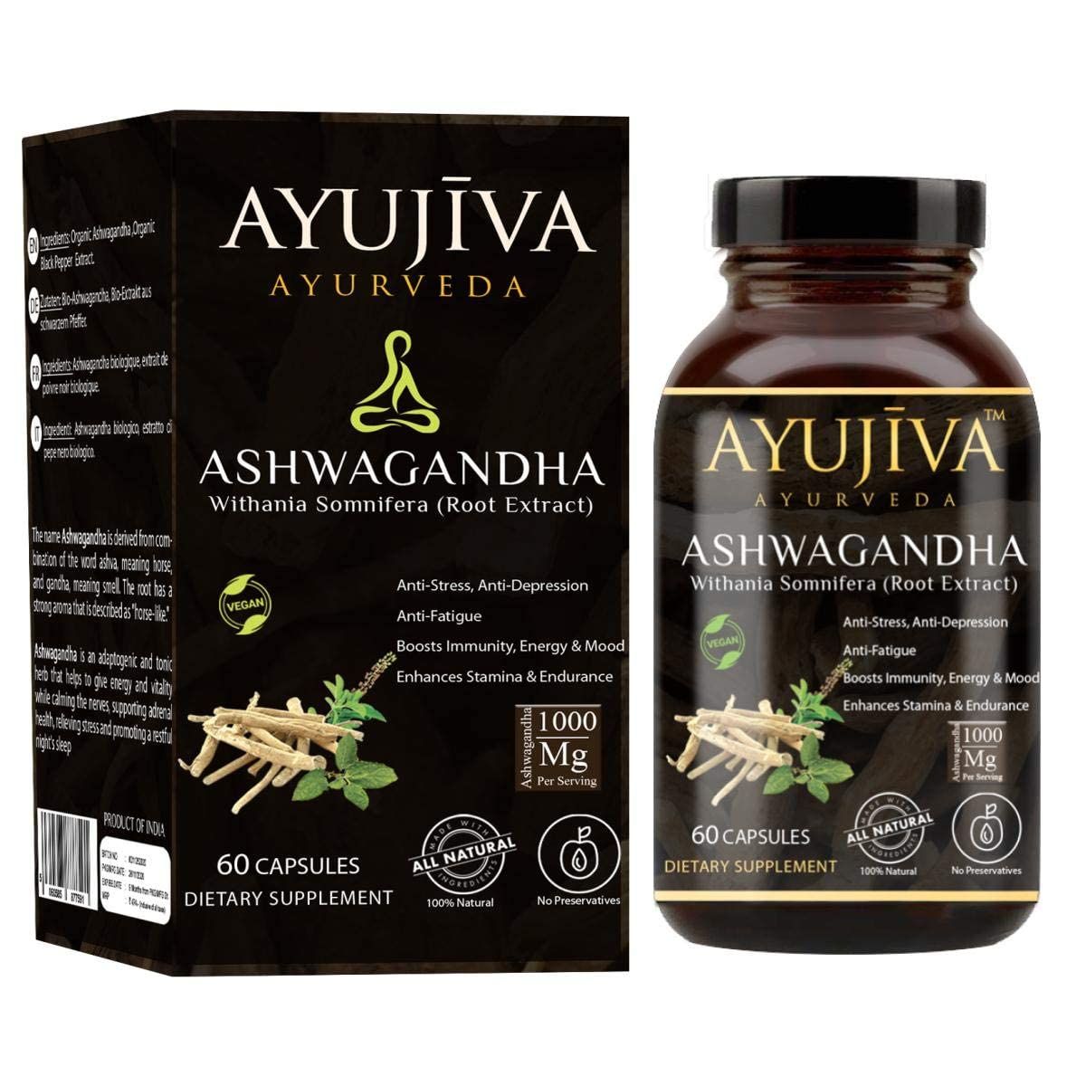 AYUJIVA Ashwagandha Veg Capsules-60 Veg Caps(Supplementary Capsules)