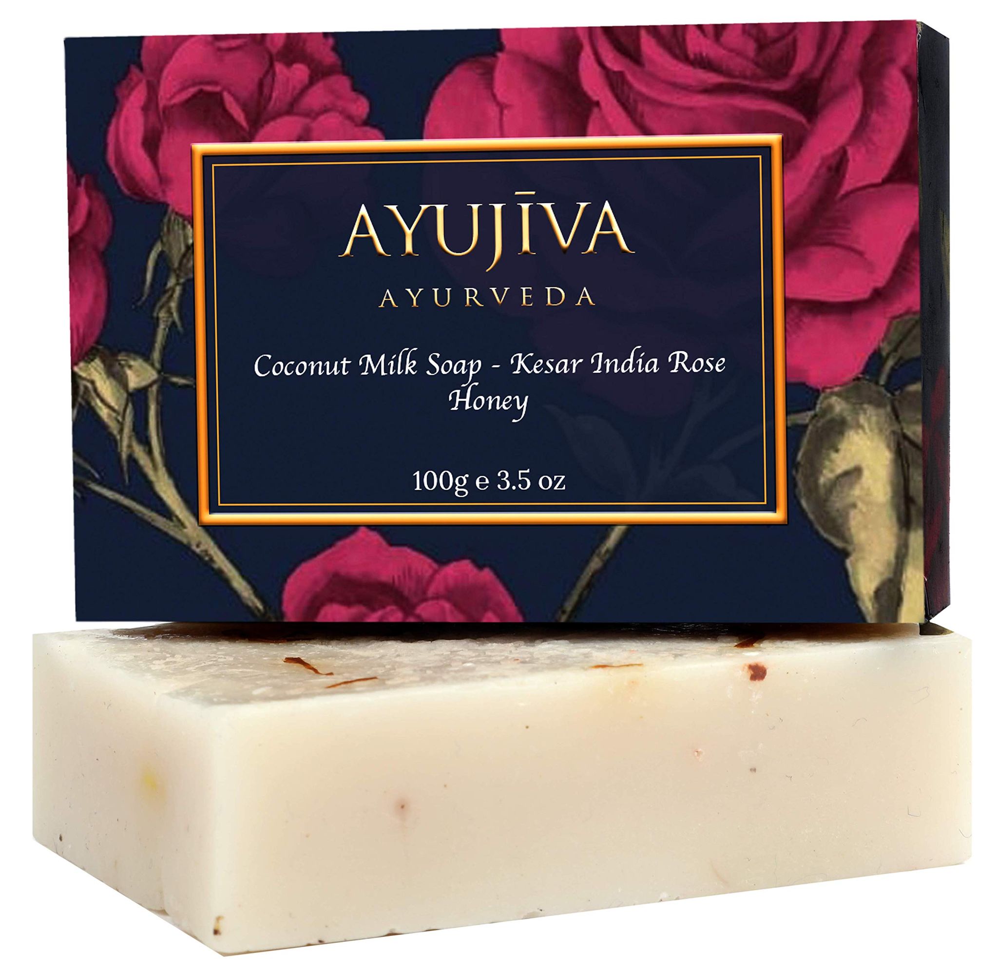 AYUJIVA AYURVEDA Coconut Milk Indian Kesar Rose,Soap 100 g