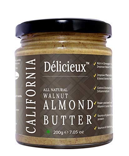 D�licieux All Natural California Walnut and Almond Butter-200 GM ( Stone Ground Vegan Diet Butter)