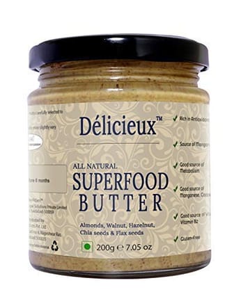 D�licieux Keto Vegan Superfood Butter (Almonds, Walnut Hazelnut, Chia, Flax)-200 G