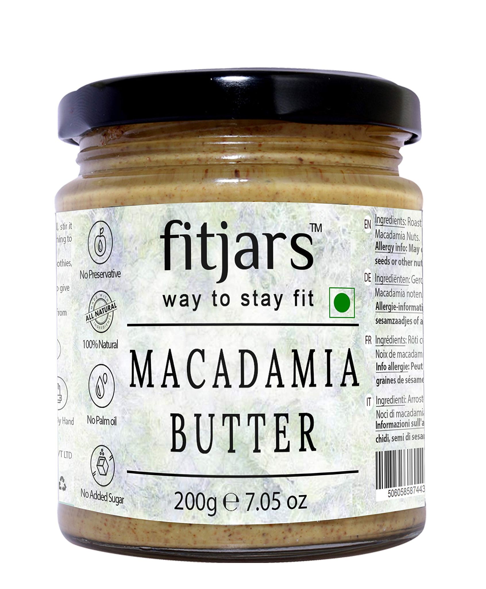 'FitjarsAll Natural Keto Macadamia Butter 200 G Nut Butters,Vegan Butters Bread Spread