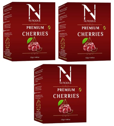 NUTICIOUS Premium Unsweetened Dried Cherries - 125G (Pack of 3)