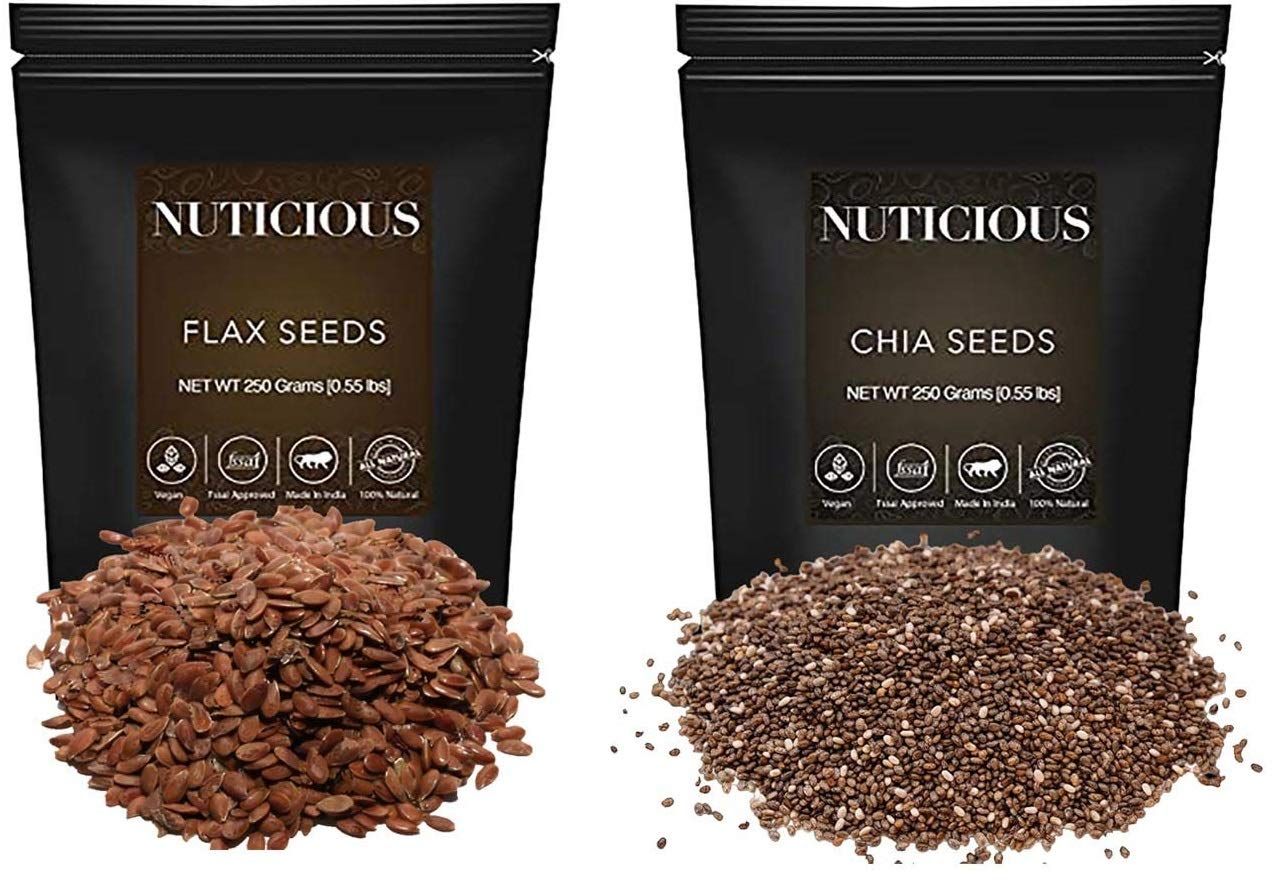 NUTICIOUS � Flax Seeds Omega Food ,Chia Seeds for Weight Loss 250 gm X 2. (Dry Fruit , Nuts & Berries )�