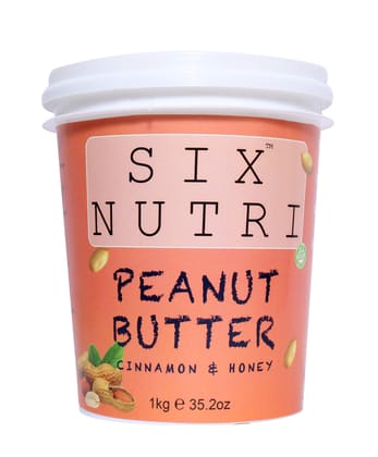 SIXNUTRI All Natural Stone Ground Keto Vegan Diet Peanut Butter with Cinnamon and Honey-1KG