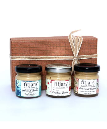 FITJARS Almond Butter with Dark Chocolate / Cashew Butter / Supernut Butter 1X40 gm Mini Jars of Each Flavour - 3 Units.