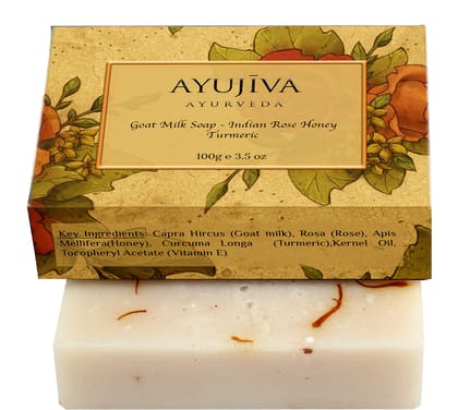 AYUJIVA AYURVEDA Goat Milk Soap with indian Rose Honey - 100 g