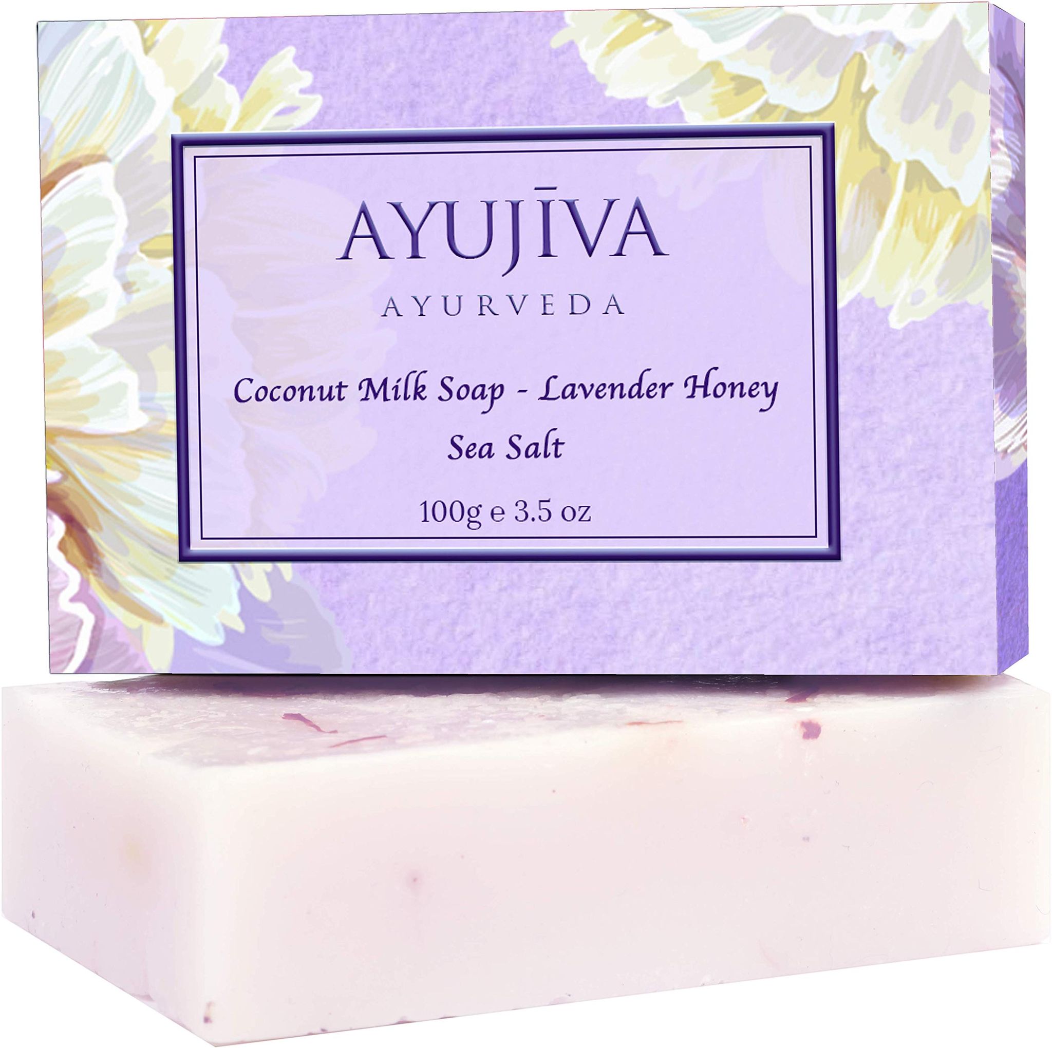 AYUJIVA AYURVEDA Luxury Coconut Milk Soap with Lavender Honey SeaSalt -100 g