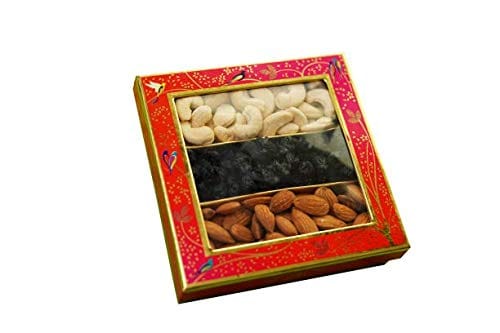 NUTICIOUS -Floral Sweet Box Dryfruits and Berries Gift Box (Almonds 100,Cashews 100, BlueBerrries 100gm)-300 G