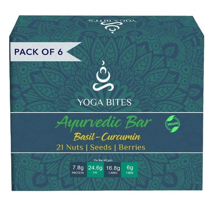 YOGABITES- Ayurveda Bars - 21 Nuts , Seeds , Berries with Basil ,Turmeric (Curcumin)-60 Gm�