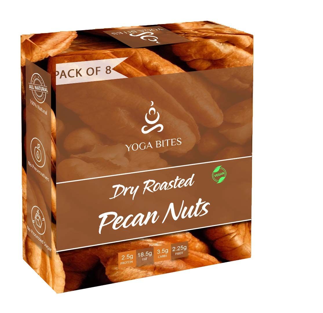 Yogabites Premium Dryfruits Roasted Pecans -25 gm Pack of 8 Nuts and Berries