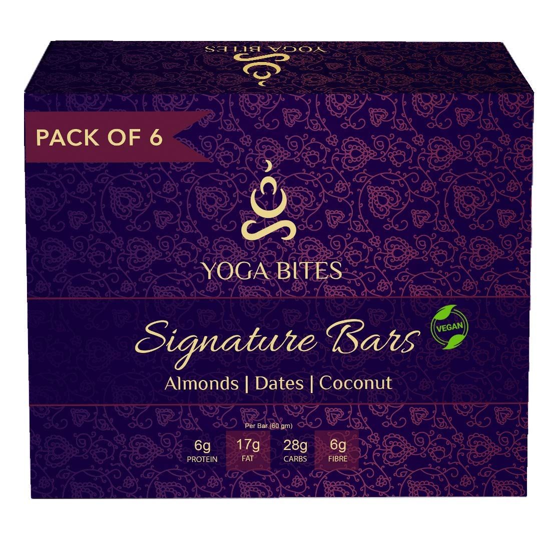 YOGABITES- Gift Box Signature Bars /Protein Bar Energy Bar/Immunity Booster- Almond ,Medjool Dates,Coconut 360 Gm (60 gm x 6 Bars)�