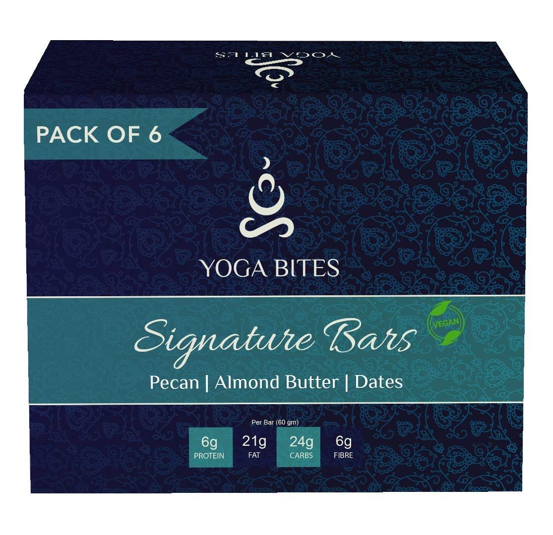 YOGABITES- Gift Box Signature Bars /Protein Bar /Energy Bar - Pecan,Almond Butter,Dates (60 ge x 6 Bars)�