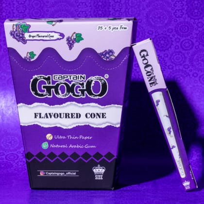 Captain GoGo Pack of 30 Grapes Flavour Cones Pre-rolled