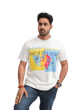 TRENDLAND Men's Pure Cotton ||180 GSM || Front Print & Back Solid || Round Neck Half Sleeve Regular Fit T-Shirt for Men (Pack of 1)