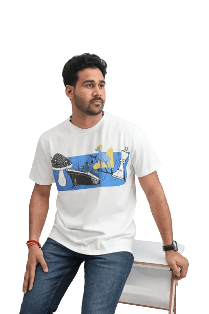 TRENDLAND Men's Pure Cotton ||180 GSM || Front Print & Back Solid || Round Neck Half Sleeve Regular Fit T-Shirt for Men (Pack of 1)