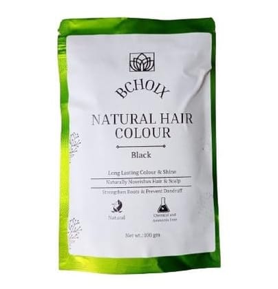 Natural Black Hair Color Powder to Nourish Hair Scalp - Long Lasting Color & Shine - Strengthen Roots & Prevent Dandruff for Men and Women (100g)