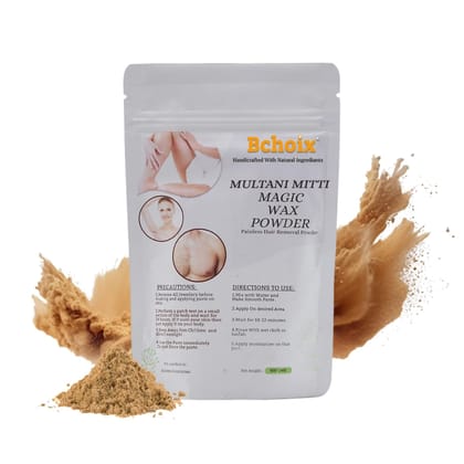 Bchoix Natural Herbal Wax Powder No Side Effects | Unisex Hair Removal Powder For All Hair & Skin Types Leg,Hand,Chest,Bikini Area Organic Hair Removal Wax Powder For Bikini,(Multani Mitti 100gm 1)