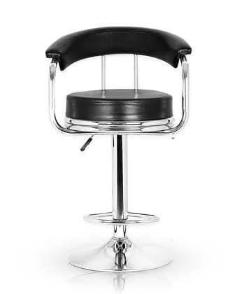 TEAL® Stanley Modern PU Leather Adjustable Swivel Bar Stools with Back, Set of 1, Suitable for Kitchen, Cafeteria, Dining,Pubs, Office,Shops in (Black)