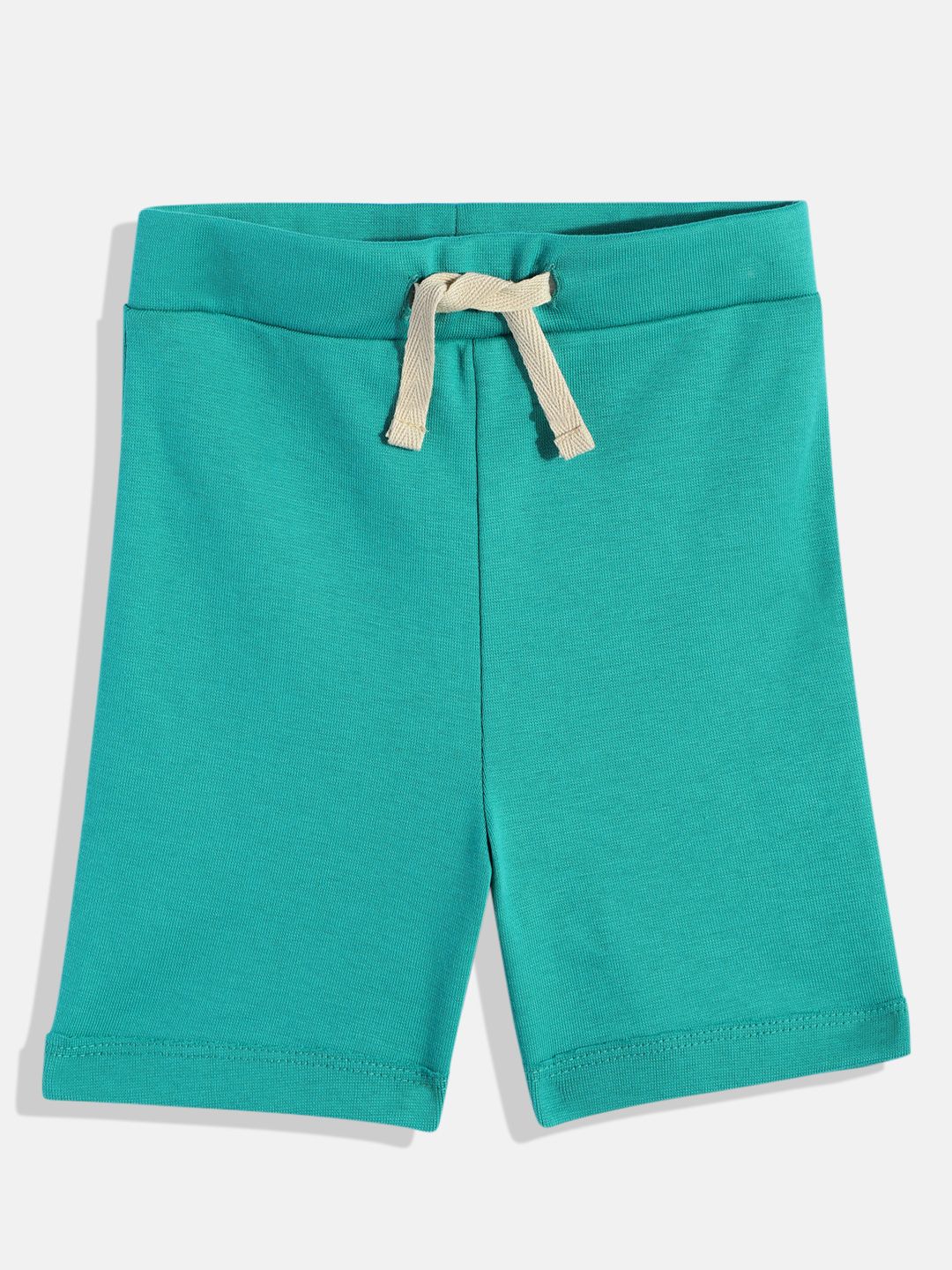 Girls Green Solid Regular Shorts